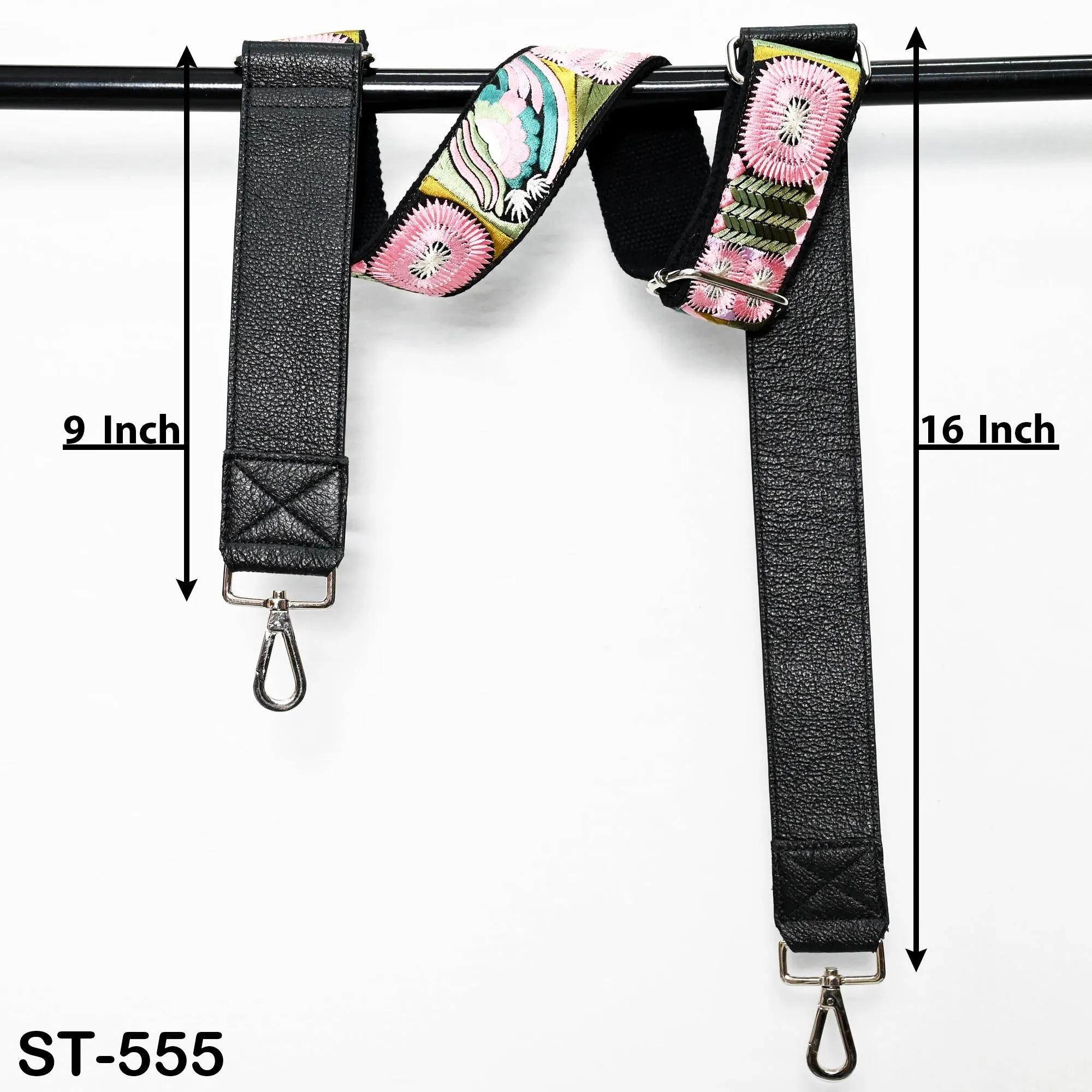 Replacement Crossbody Leather Handbag Boho Bag Strap Gift for Wife Shoulder Strap Purses Embroidery Black Adjustable Strap Christmas Gift