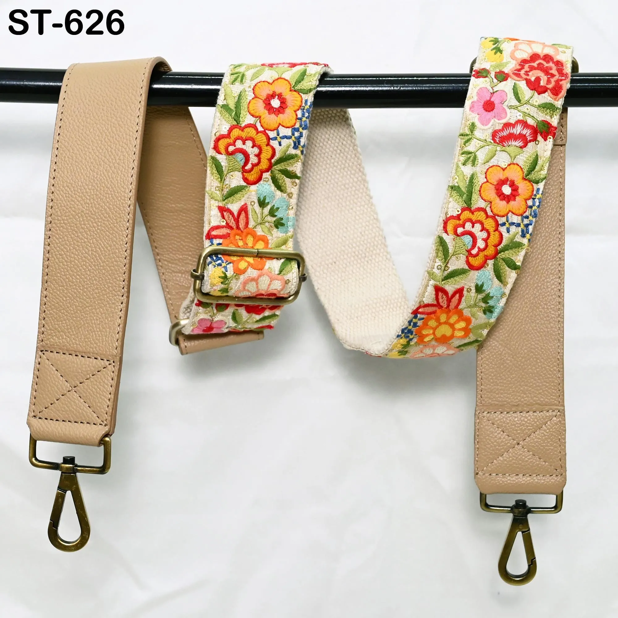 Replacement Crossbody Strap Leather Handbag Boho Bag Shoulder Strap Purses Embroidery Pale Taupe Adjustable Strap Christmas Gift for Mother
