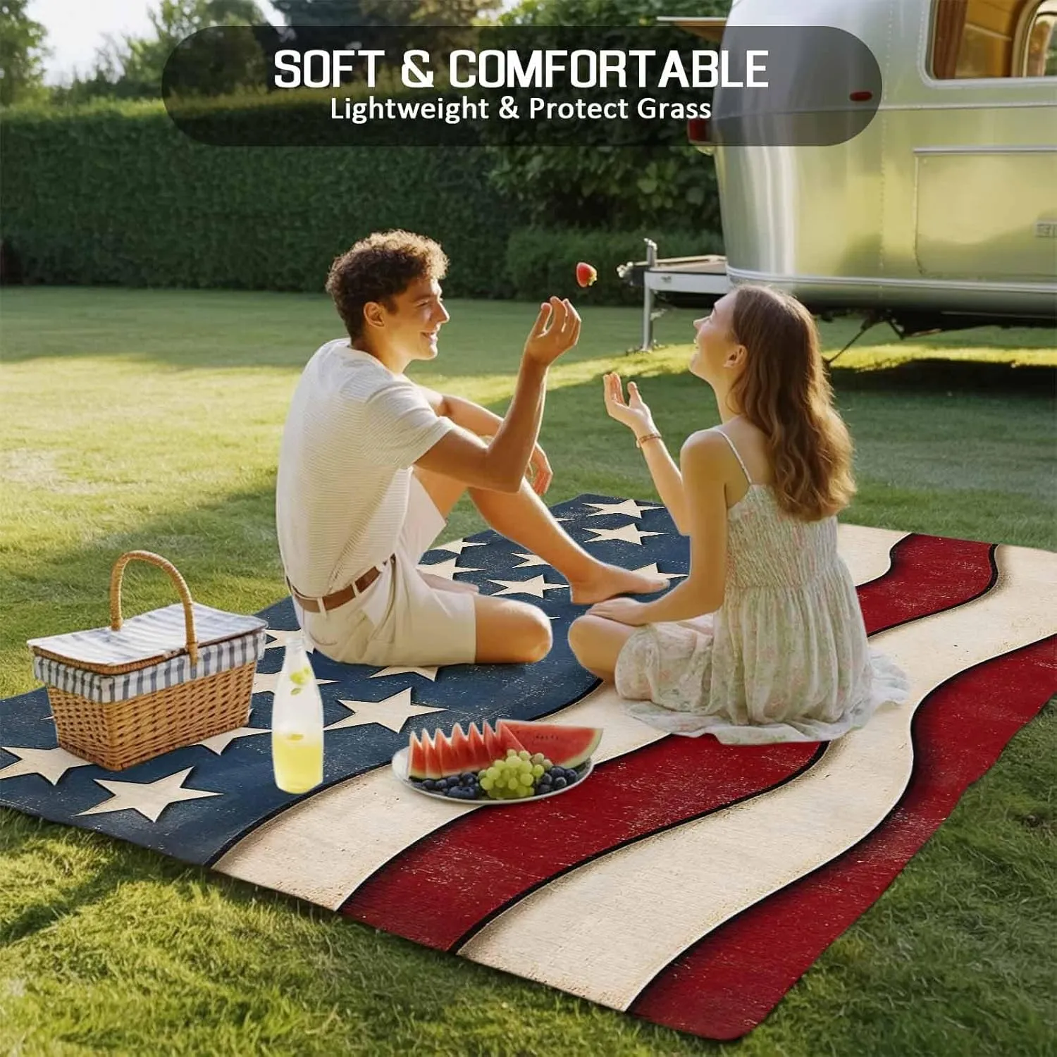 Retro USA Flag Outdoor Rug 5x8ft Large Patio Rug,Washable RV Camping Outside Area Runner Rug Mat,Abstract Star Striped Traditional Paint Carpet for Picnic Backyard Deck Porch Balcony Beach & Indoor