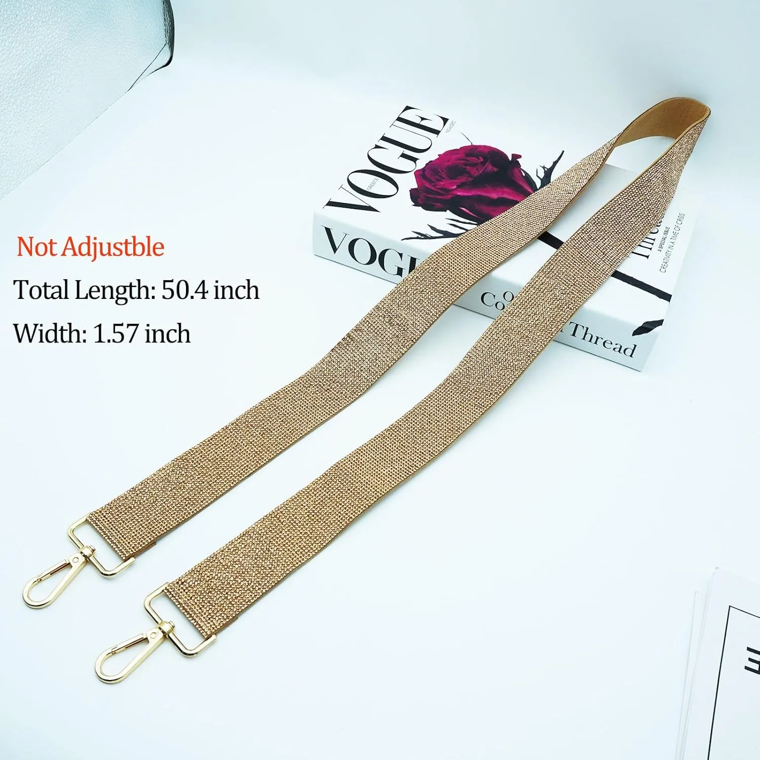 Rhinestone Purse Strap Replacement 1.5 Wide Crystal Crossbody Bag Shoulder Handbag Straps for Women, Not Adjustable