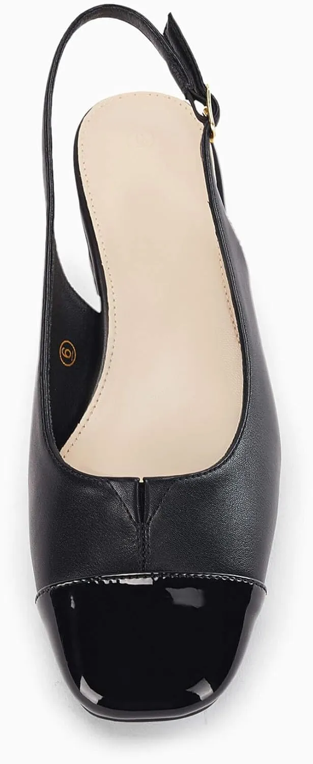 Rilista Women's Slingback Low Heels Closed Toe Chunky Block Heel Comfortable Office Dress Pumps Shoes