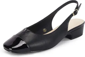 Rilista Women's Slingback Low Heels Closed Toe Chunky Block Heel Comfortable Office Dress Pumps Shoes