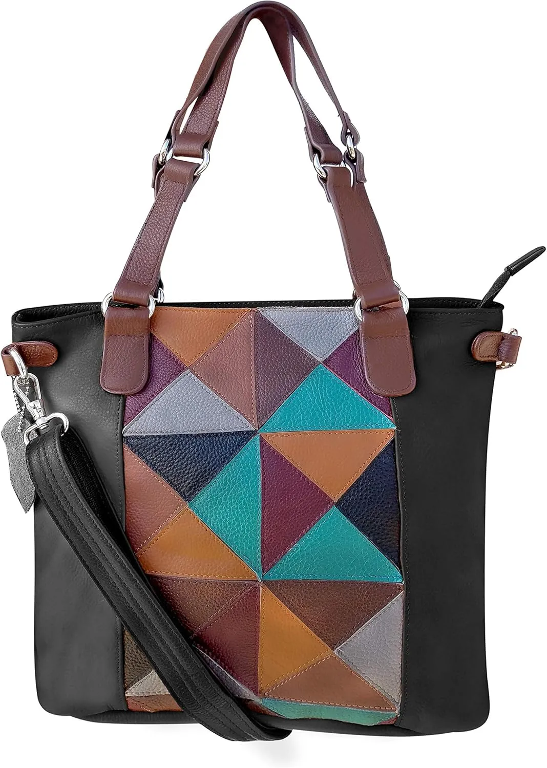Roma Leathers Gun Concealment Purse - Patchwork Leather Adjustable Strap