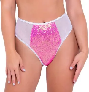 Roma Women's Standard Two-Tone High-Waisted Sequin Shorts for Rave/Festival