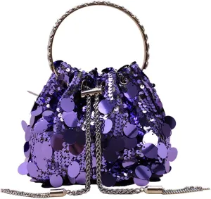 RomanticDesign Women Sparkly Sequin Clutch Purse Glitter Metal Tassel Evening Handbag Crossbody Bag for Party Prom Banquet