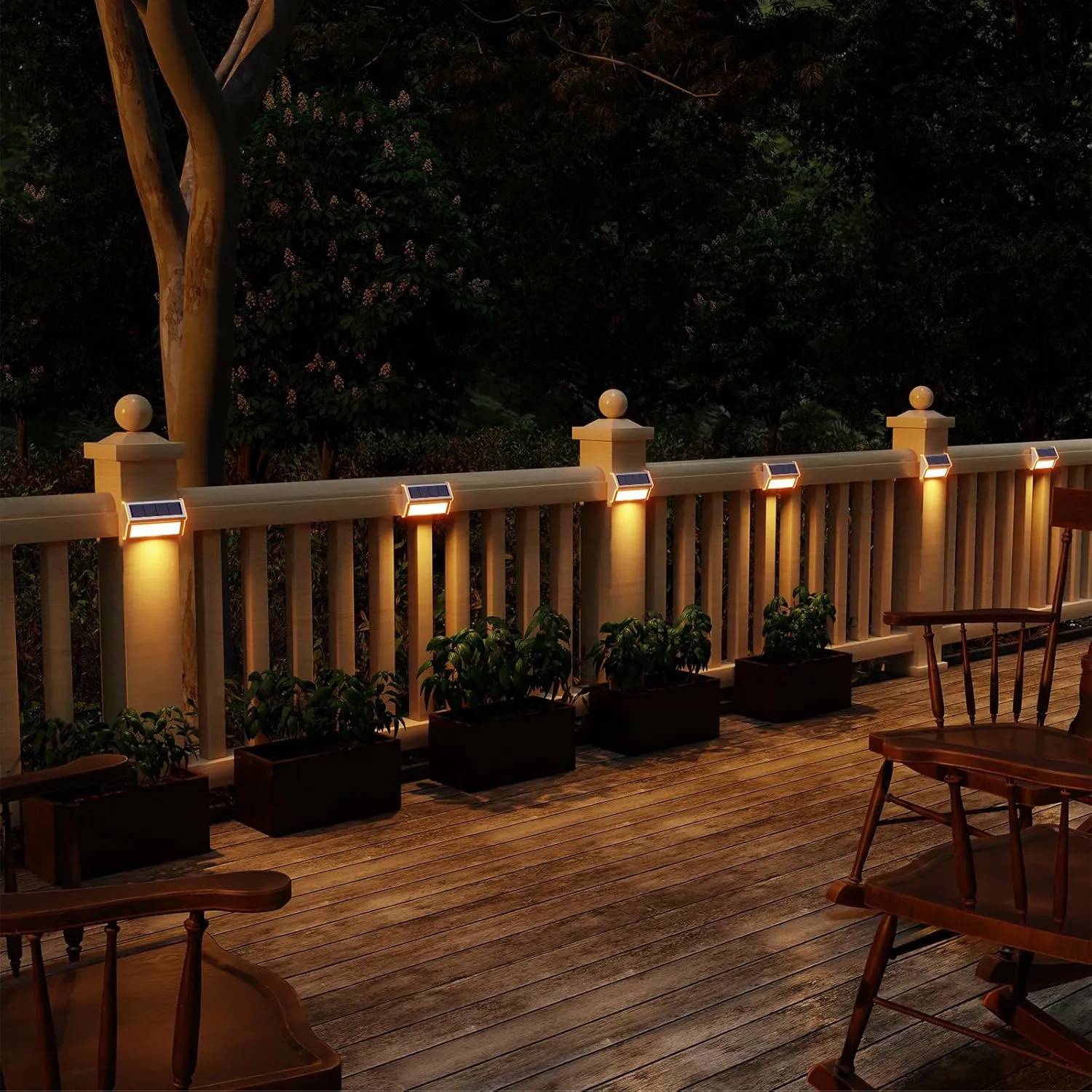 ROSHWEY Solar Deck Lights, 6 Pack 30 LED Stainless Steel Outdoor Deck Lights Solar Powered, IP65 Waterproof Step Light for Outside, Outdoor Decor for Backyard Fence, Step, Stair, Warm White Light