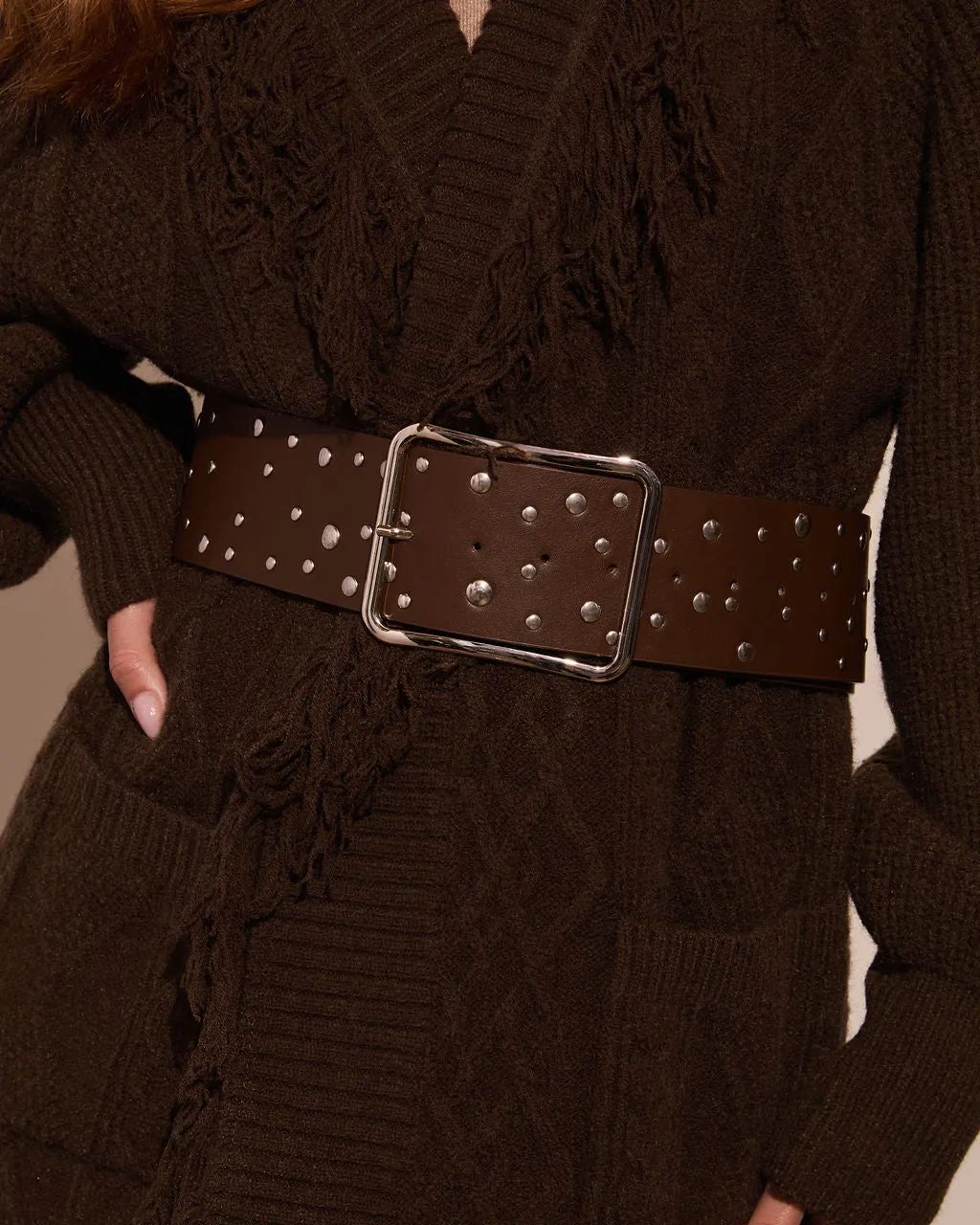Rustic Ranch Studded Wide Leather Belt