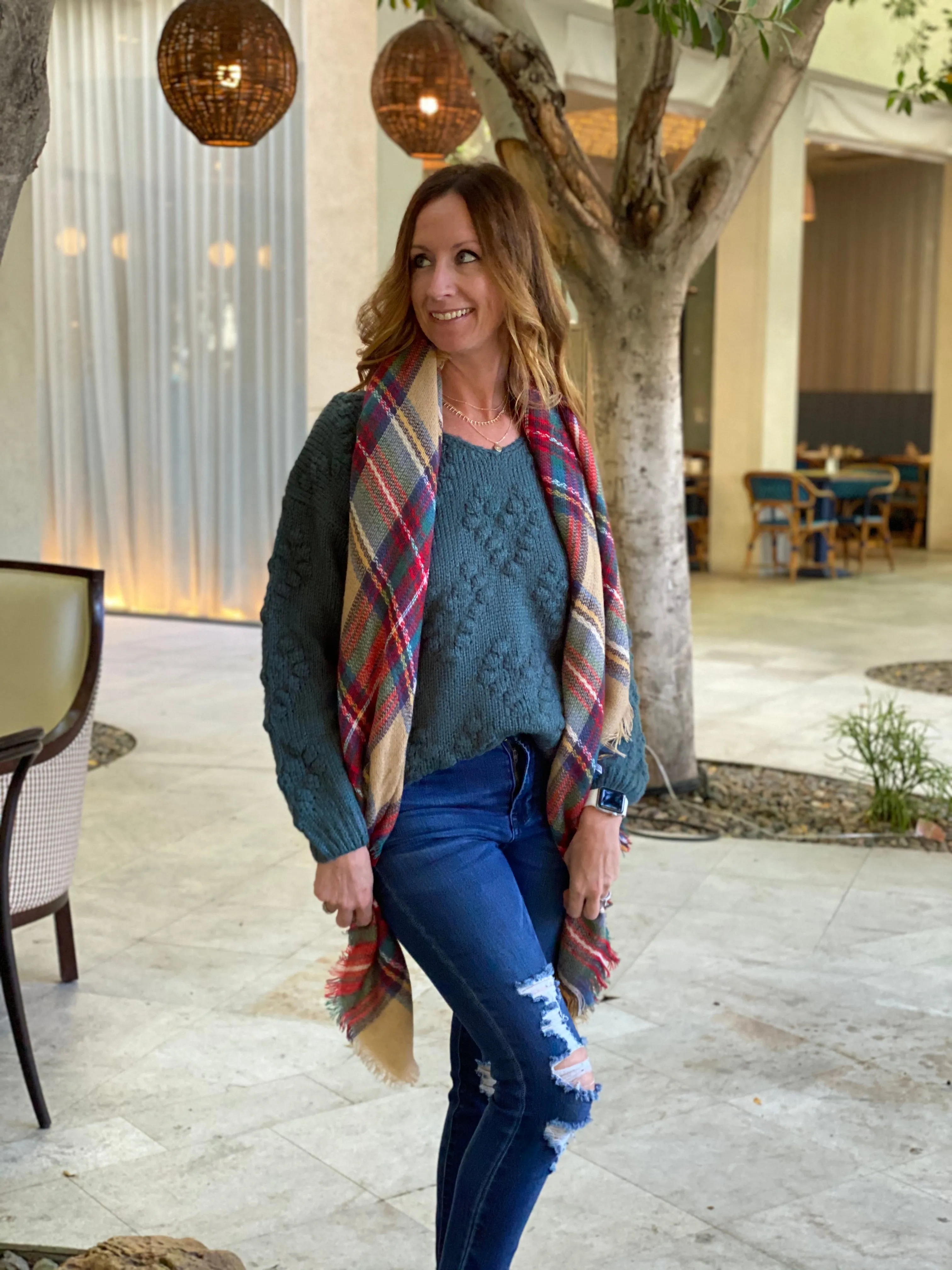 SC7 Color plaid blanket scarf
