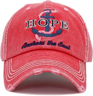 ScarvesMe Womens Hope Anchors The Soul Embroidered Patch Vintage Cotton Distressed Baseball Cap Hat