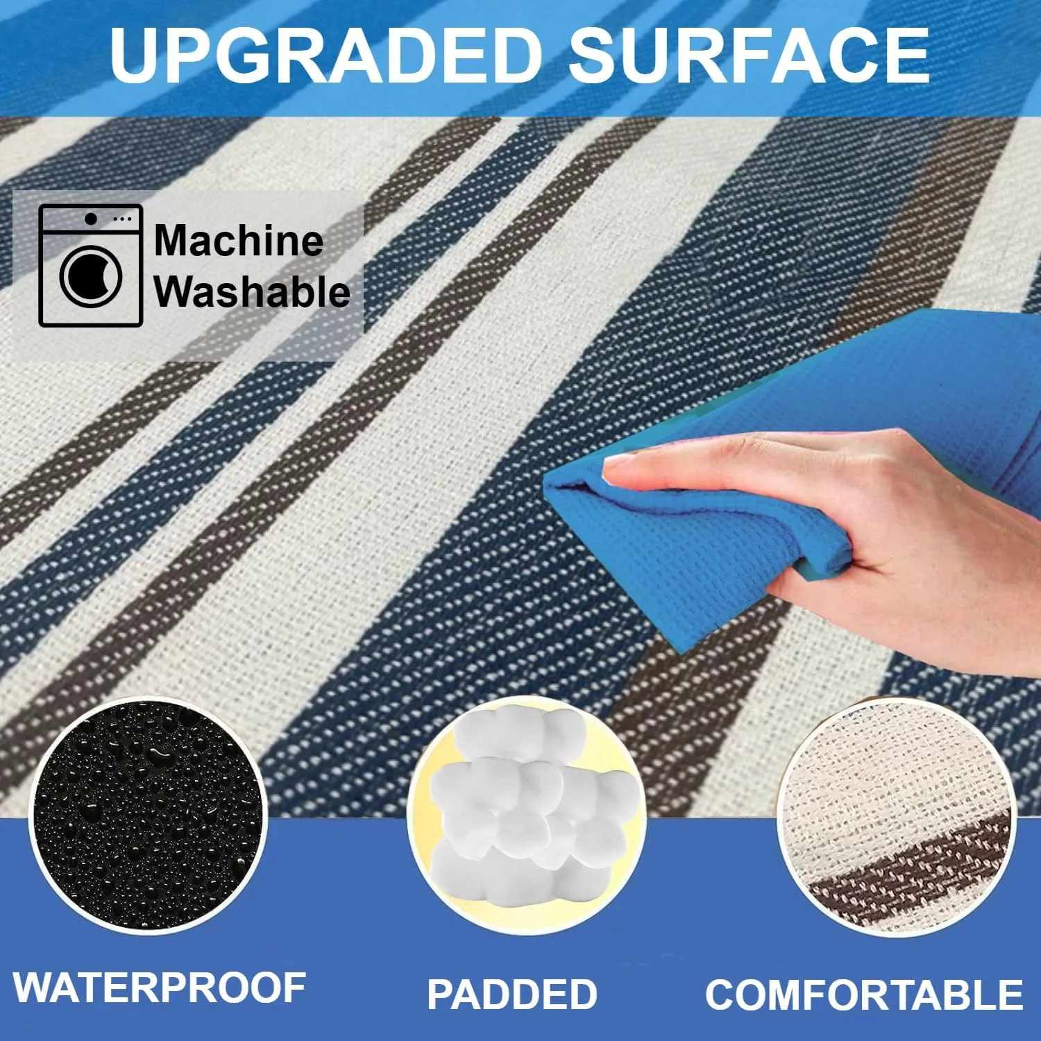 scuddles Extra Large Picnic & Outdoor Blanket with Pocket for iPhone Keys and More Dual Layers for Outdoor Water-Resistant Handy Mat Tote Spring Summer Camping Blanket Great for The Beach