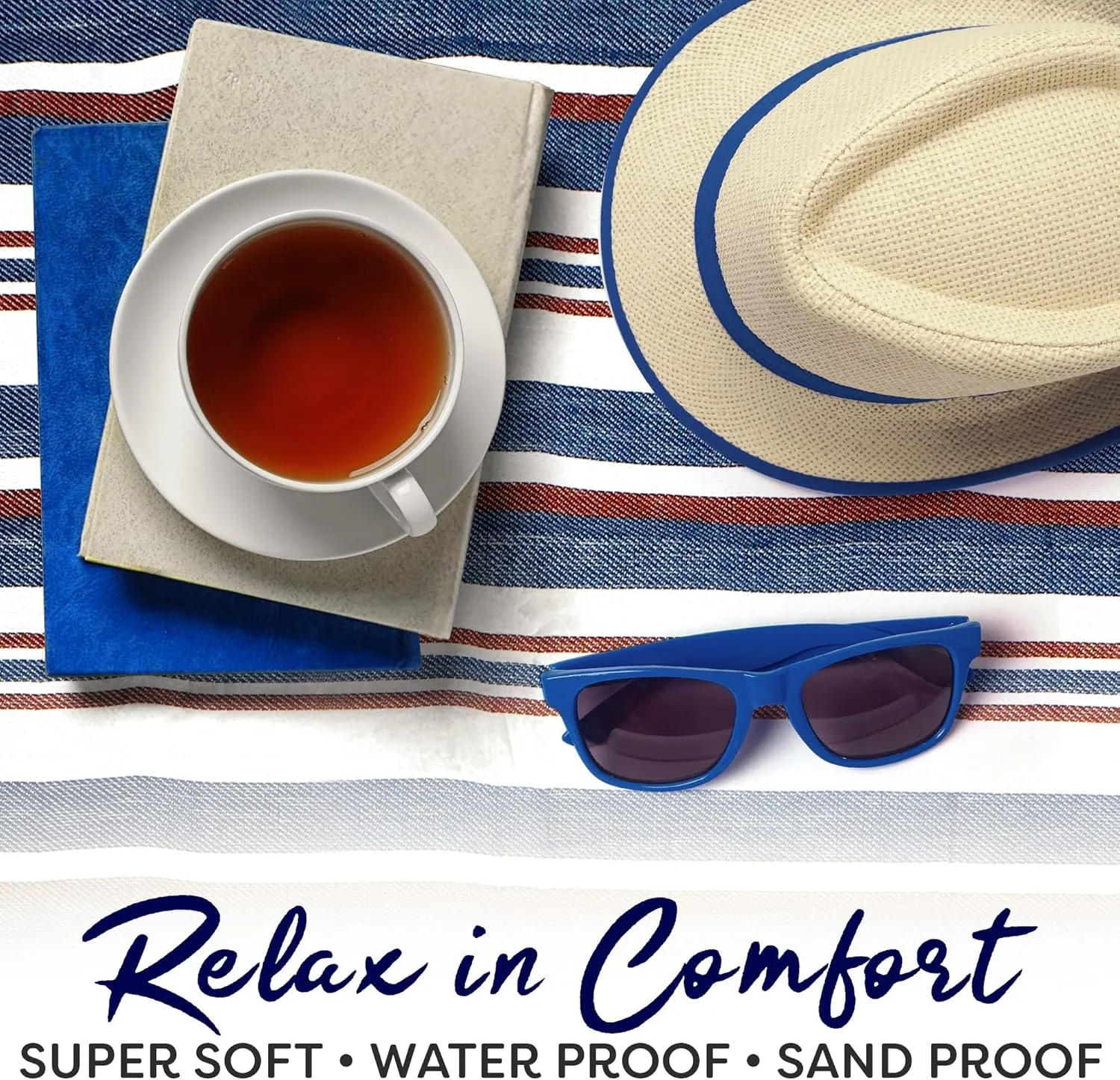 scuddles Extra Large Picnic & Outdoor Blanket with Pocket for iPhone Keys and More Dual Layers for Outdoor Water-Resistant Handy Mat Tote Spring Summer Camping Blanket Great for The Beach