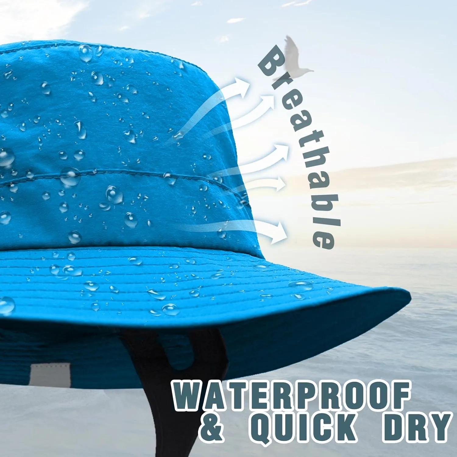Seektop Surf Bucket Hat with UPF 50  UV Protection, Waterproof Sun Hat with Adjustable Chin Strap for Surfing, Water Sports