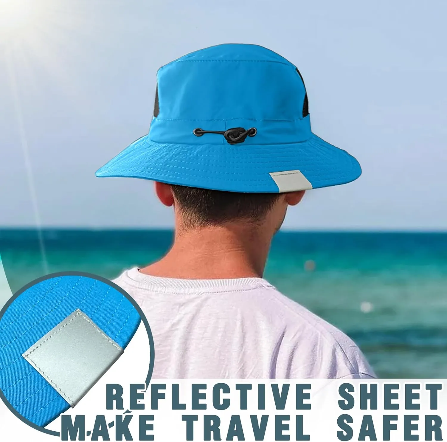 Seektop Surf Bucket Hat with UPF 50  UV Protection, Waterproof Sun Hat with Adjustable Chin Strap for Surfing, Water Sports