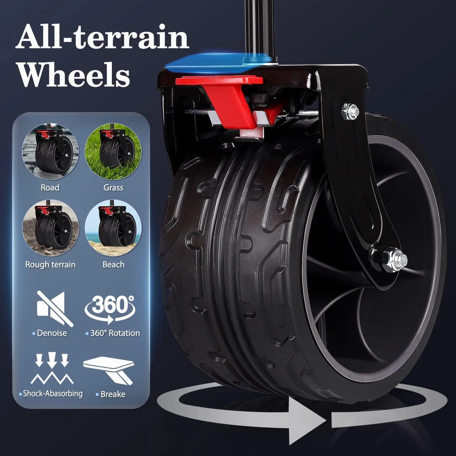 Sekey 220L Collapsible Foldable Wagon with 330lbs Weight Capacity, Heavy Duty Folding Utility Garden Cart with Big All-Terrain Beach Wheels & Drink Holders. Black