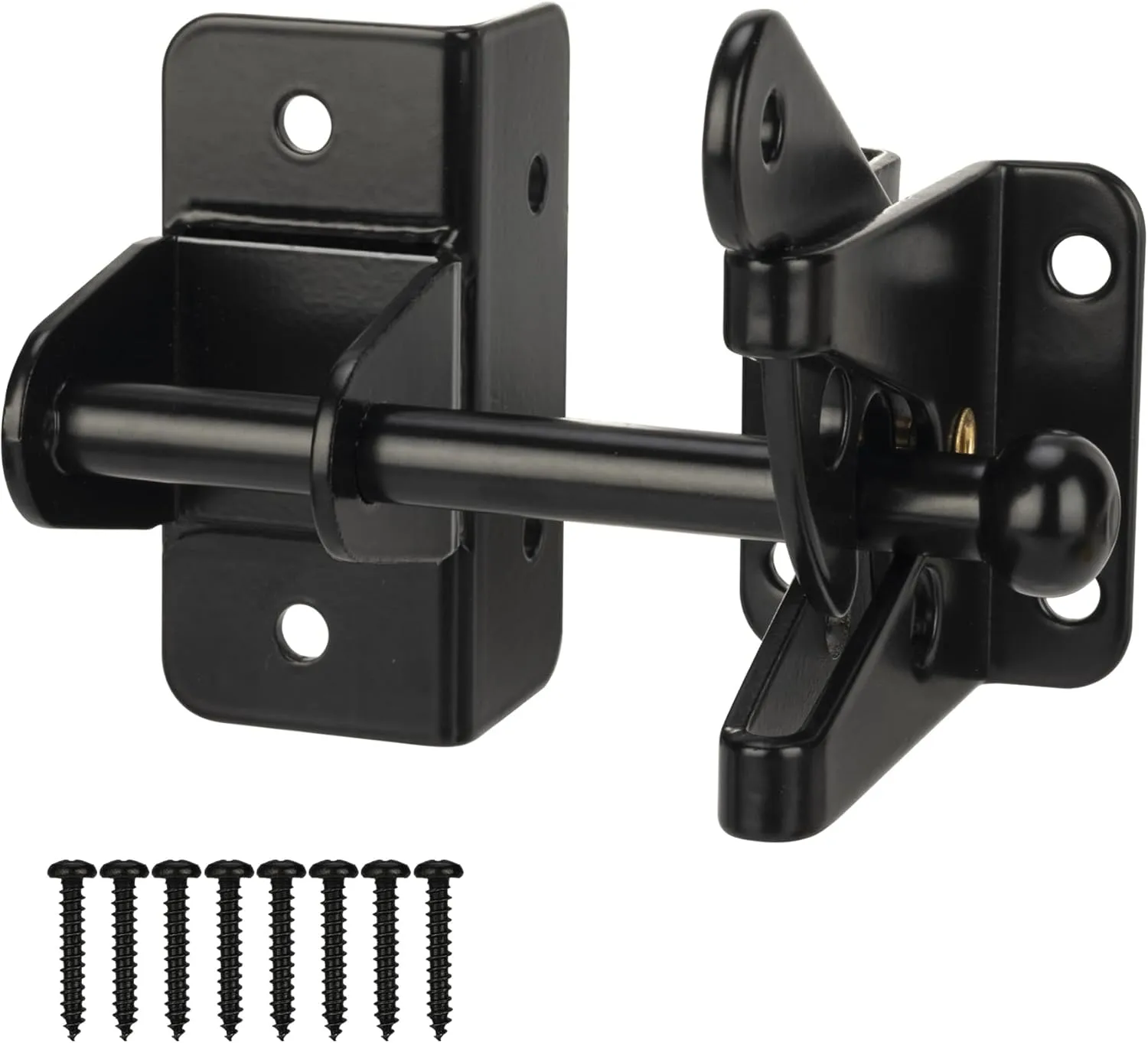 Self Locking Gate Latch for Wooden Fence,Heavy Duty Gravity Fence Latch Privacy Door Latch for Wood Gate,Metal Gates,Vinyl Fence,Gate Hardware Gate Door Lock for Outdoor Pool,Black Finish