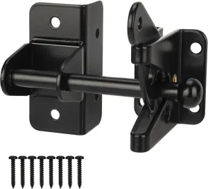 Self Locking Gate Latch for Wooden Fence,Heavy Duty Gravity Fence Latch Privacy Door Latch for Wood Gate,Metal Gates,Vinyl Fence,Gate Hardware Gate Door Lock for Outdoor Pool,Black Finish