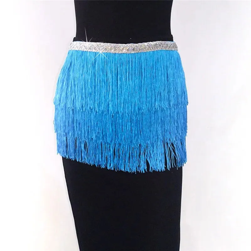 Sequin Layered Fringe Mini Skirt