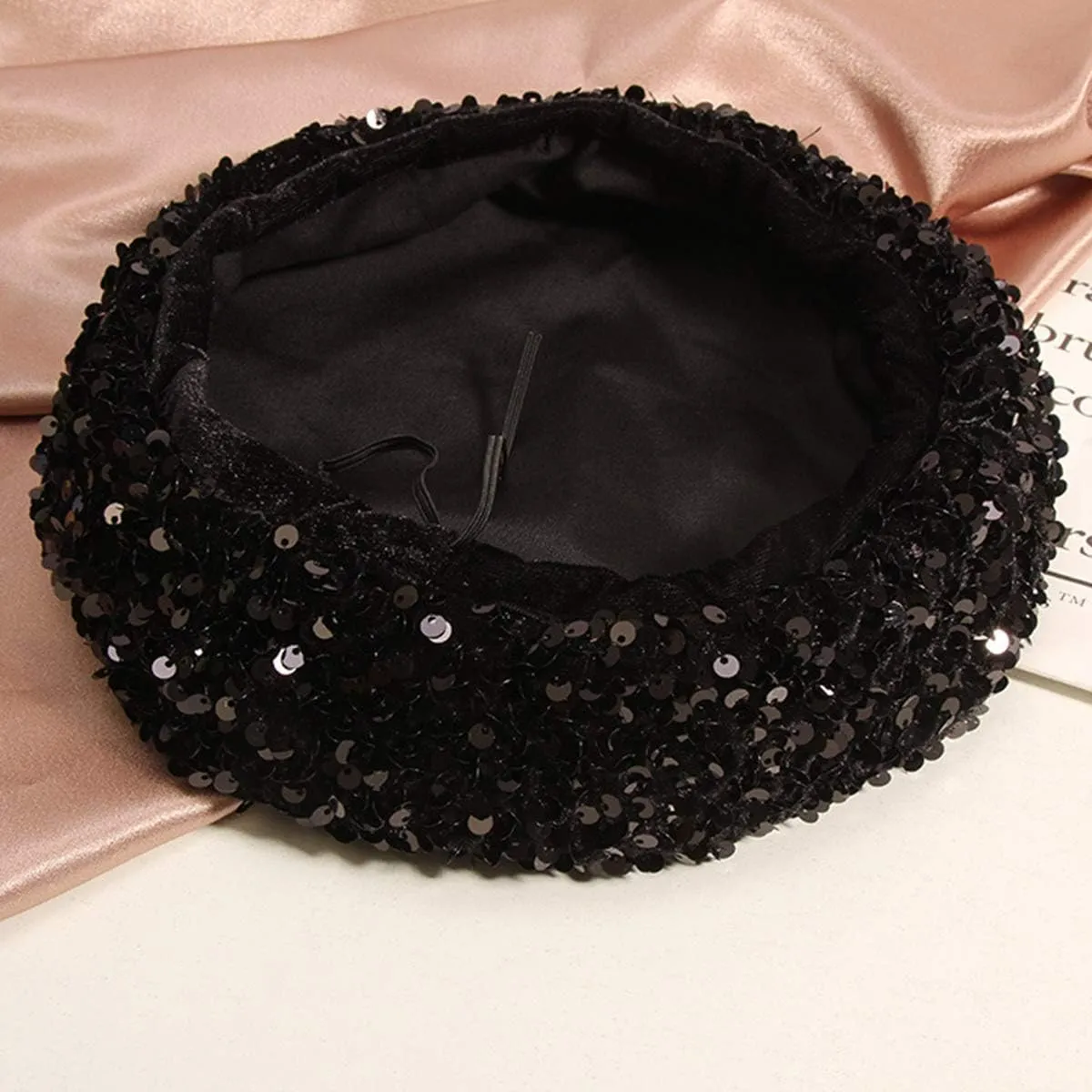 seven wolves Women's Fashion Fun Sparkle Sequins Shimmer Stretch Beret Beanie Hat