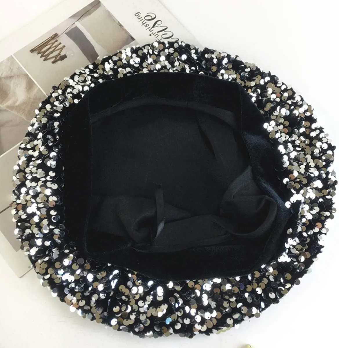seven wolves Women's Fashion Fun Sparkle Sequins Shimmer Stretch Beret Beanie Hat