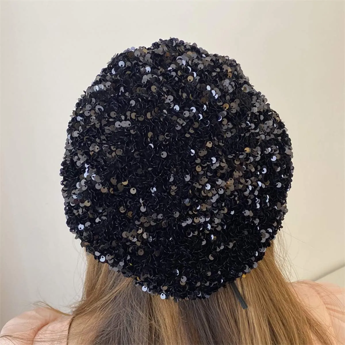 seven wolves Women's Fashion Fun Sparkle Sequins Shimmer Stretch Beret Beanie Hat