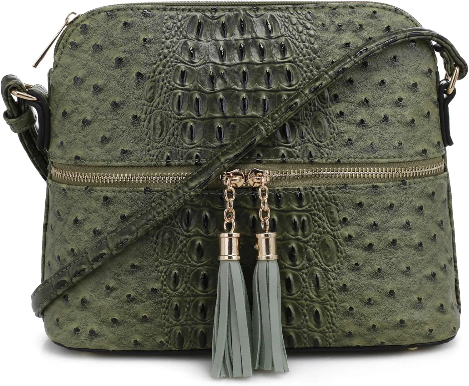 SG SUGU Lightweight Dome Crossbody Bag Shoulder Bag with Animal Skin Pattern | Tassel Zipper