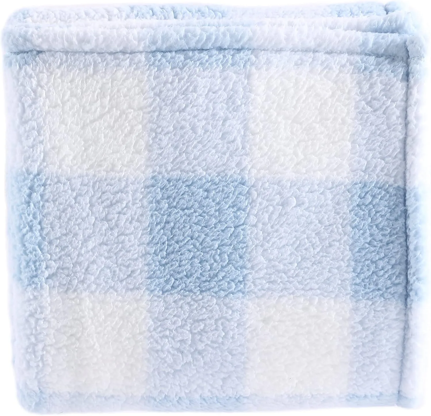 Shabby Chic® - Throw Blanket, Plaid Sherpa Bedding with Solid Reverse, Cozy Home Decor for Bed or Couch (Gingham Blue)