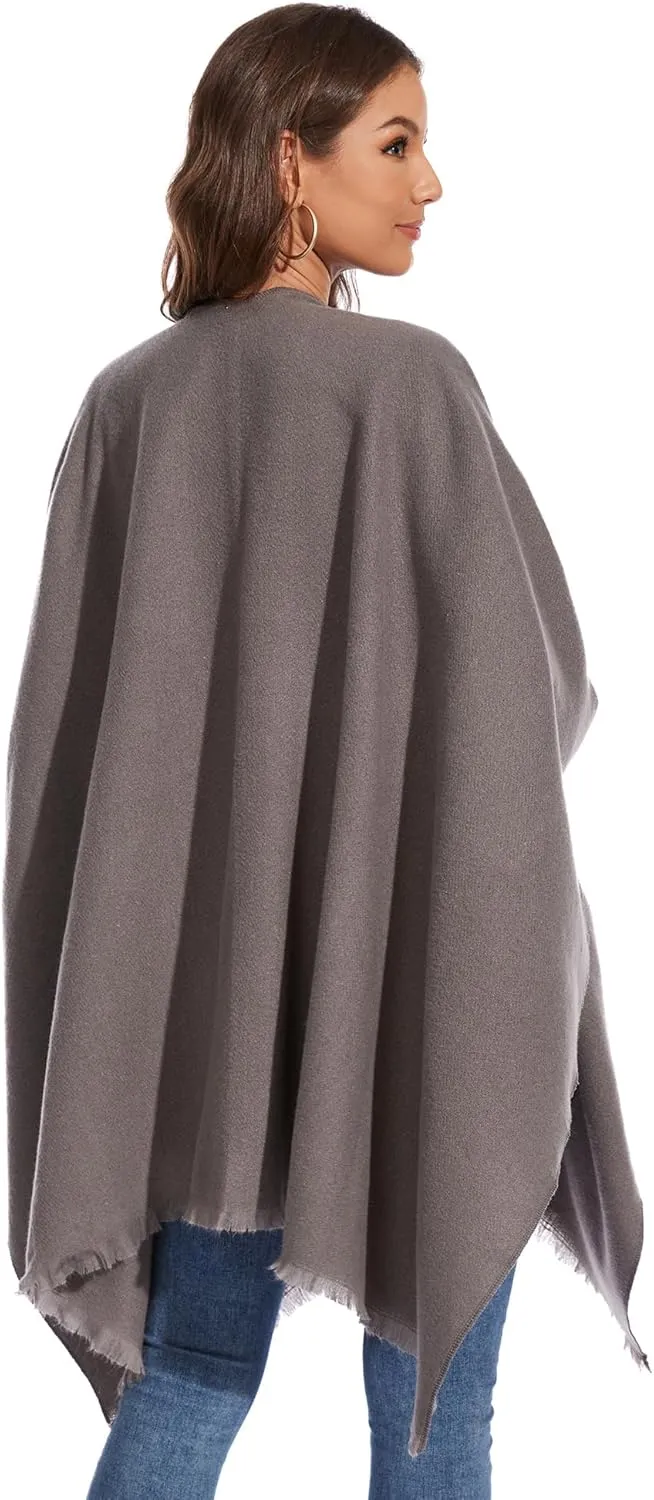 Shawl Wraps for Women, Elegant Knitted Cape Open Front Poncho Scarf Blanket Cardigan Coat for Autumn and Winter
