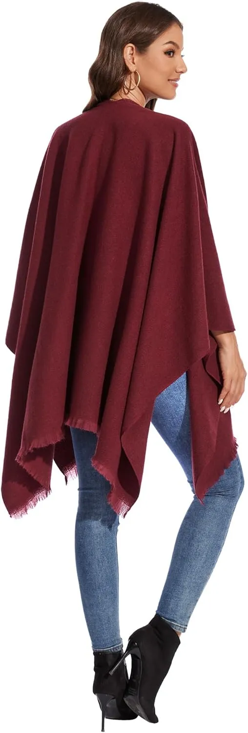 Shawl Wraps for Women, Elegant Knitted Cape Open Front Poncho Scarf Blanket Cardigan Coat for Autumn and Winter