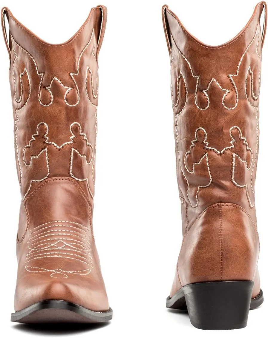 SheSole Cowboy Boots for Women Wide Calf Cowgirl Boots Western Boots Pointed Toe