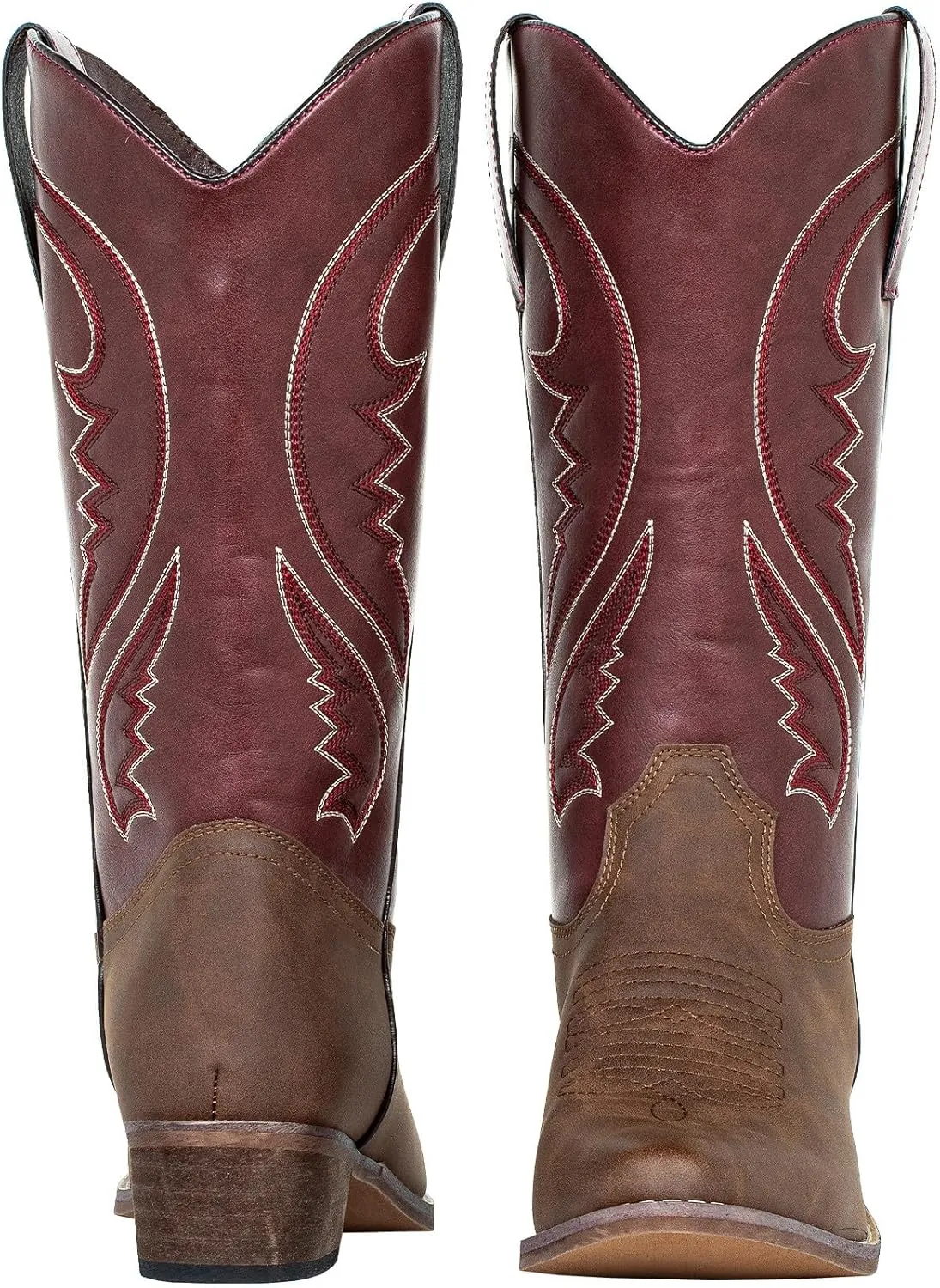 SheSole Cowboy Boots for Women Wide Calf Cowgirl Western Boots Embroidered Country Boots Pointed Toe Brown