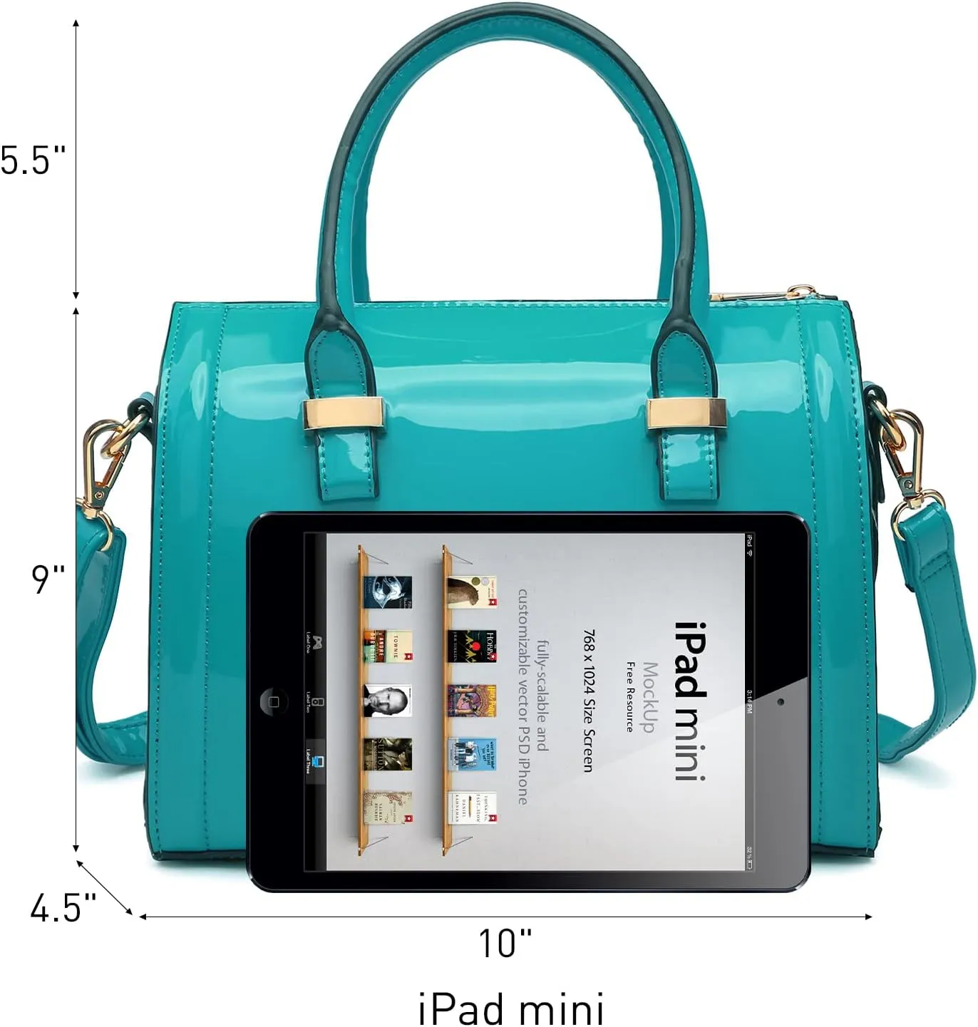 Shiny Patent Faux Leather Handbags Barrel Top Handle Purse Satchel Bag Shoulder Bag for Women