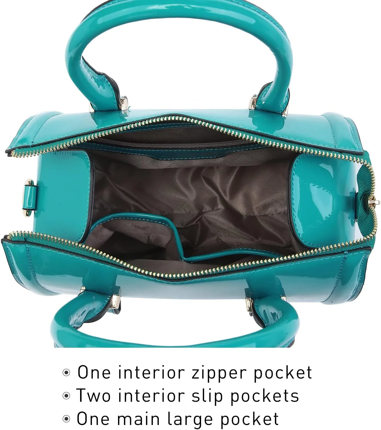 Shiny Patent Faux Leather Handbags Barrel Top Handle Purse Satchel Bag Shoulder Bag for Women
