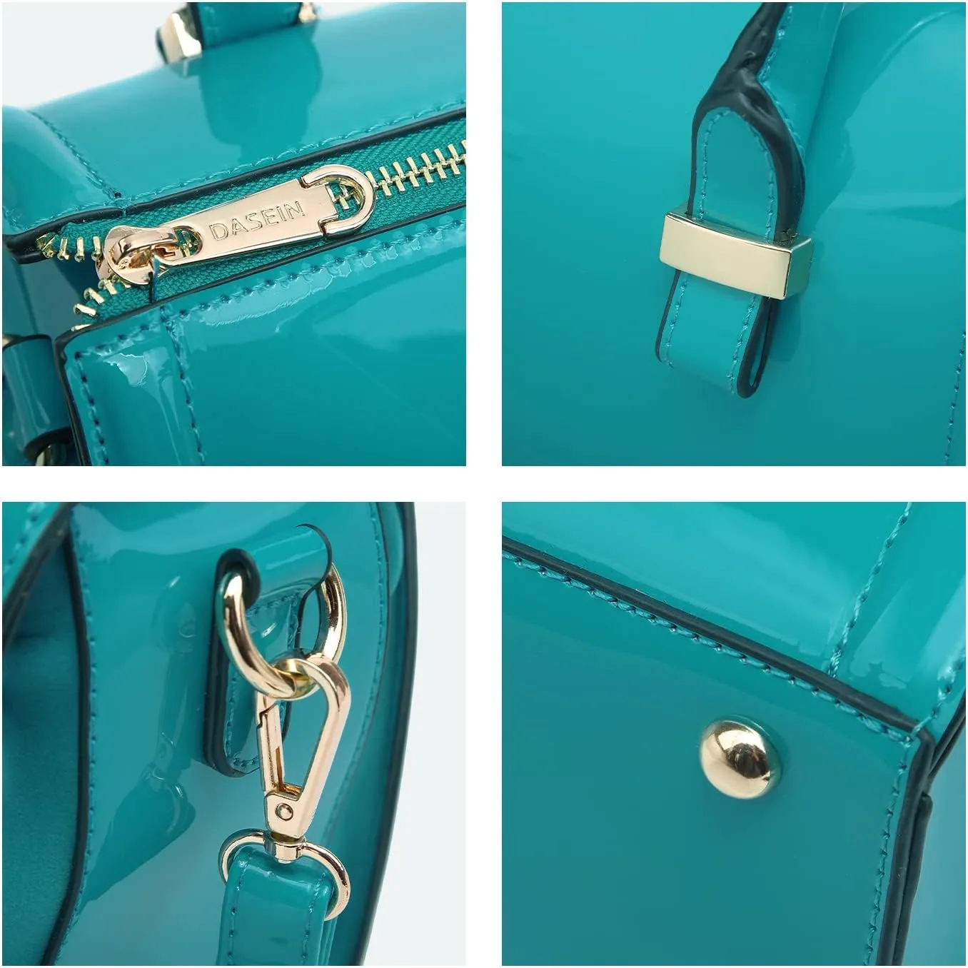 Shiny Patent Faux Leather Handbags Barrel Top Handle Purse Satchel Bag Shoulder Bag for Women