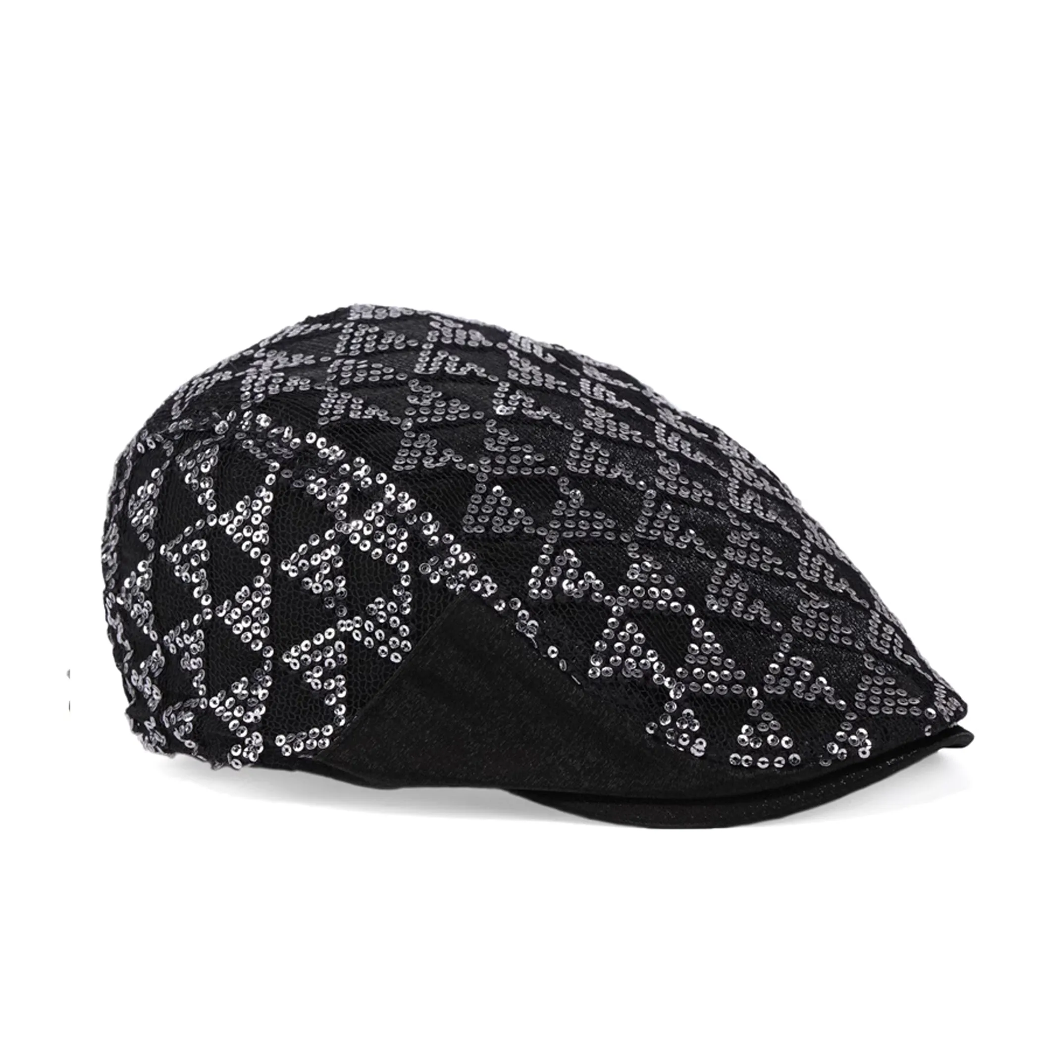 Shiny Pattern Sequin Flat Cap