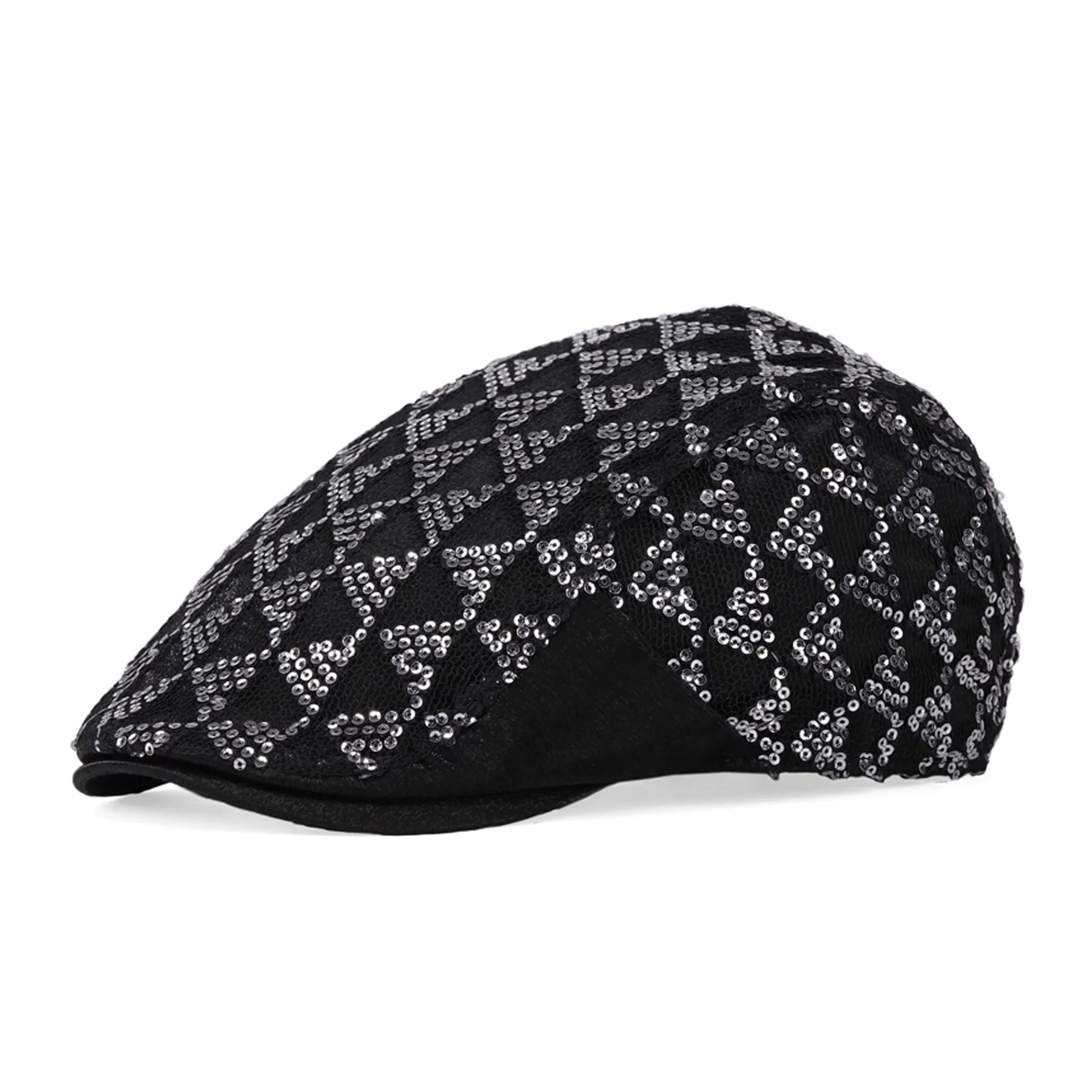 Shiny Pattern Sequin Flat Cap