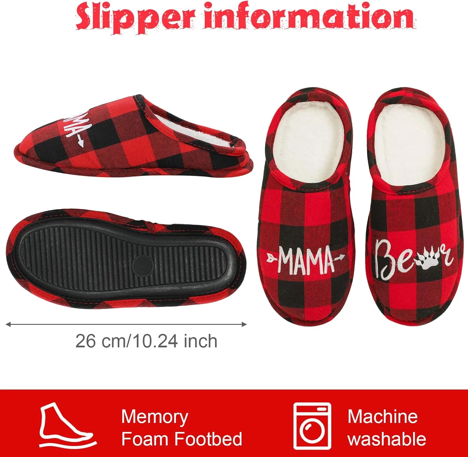 Shinymoon Gift for Mom Blanket Hoodie Mama Bear Slippers Plaid Wearable Blanket Valentine Mother's Day Gifts for Mom Wife