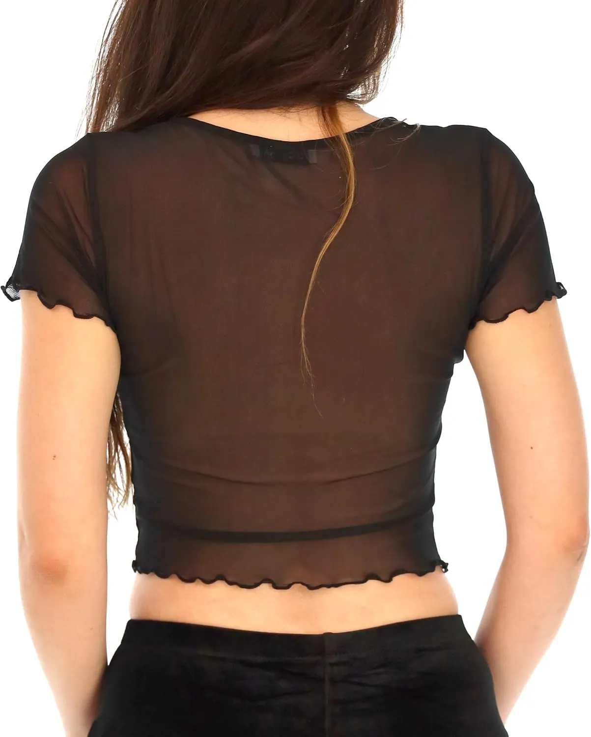 Shop Delfina Women's Sequin Pasties Sheer Mesh See Through Festival Crop Top