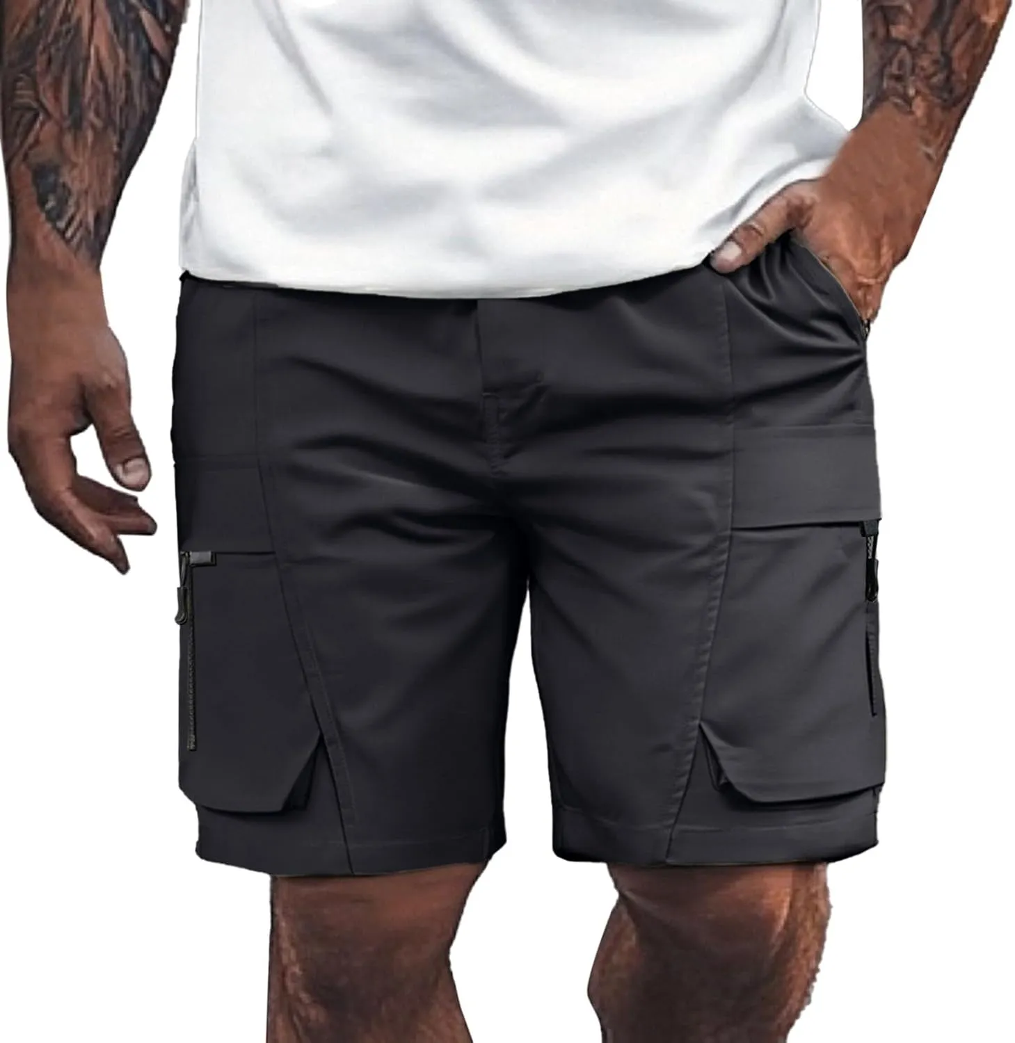 Shorts for Men Trendy Adjustable Track Regular Fit Date Belt Linen Short Shorts for Men Bungee Lightweight Cropped