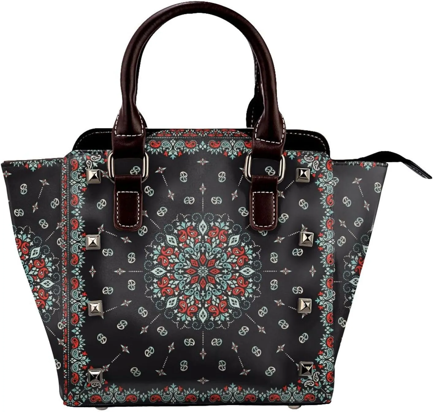 Shoulder Bag for Women Rivet Satchel Faux Leather Handbags Purse Crossbody Bags
