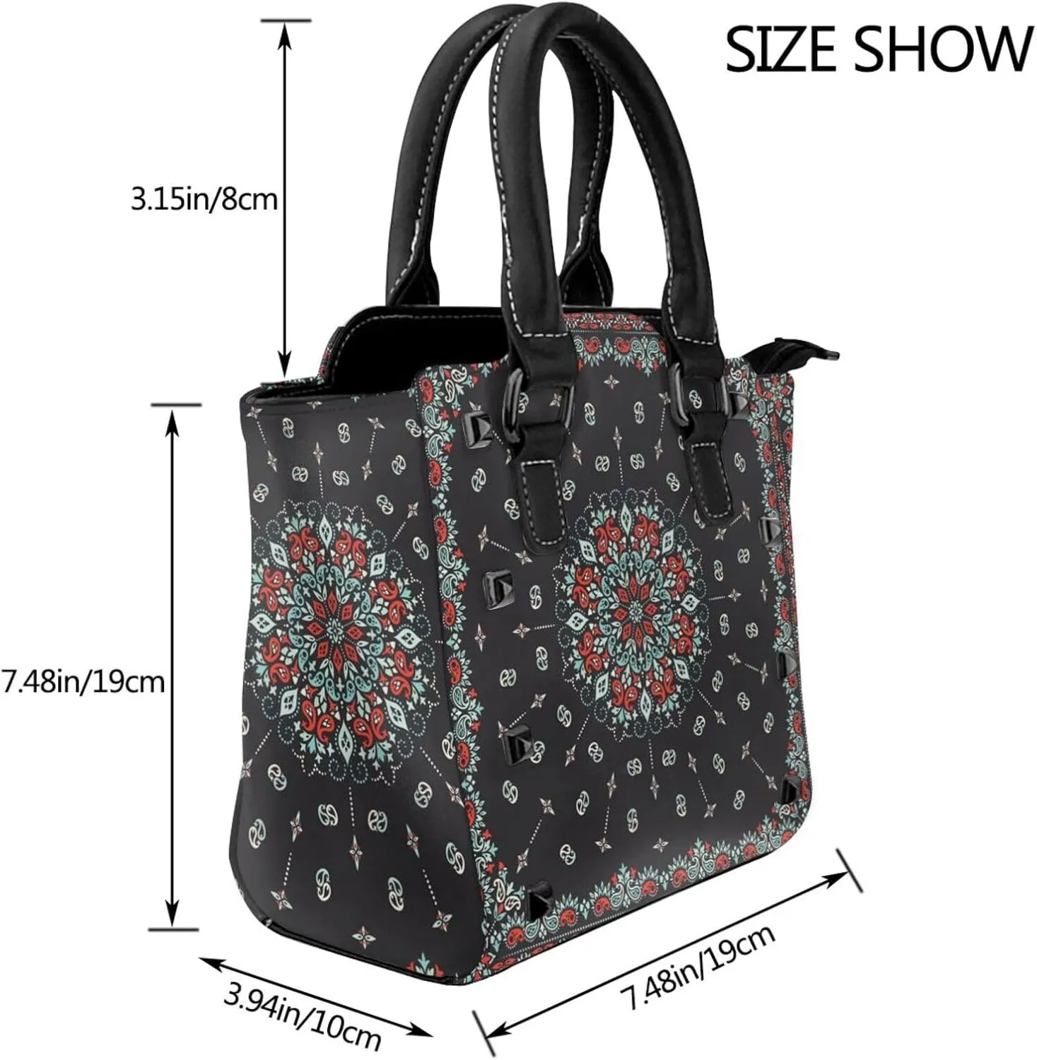 Shoulder Bag for Women Rivet Satchel Faux Leather Handbags Purse Crossbody Bags