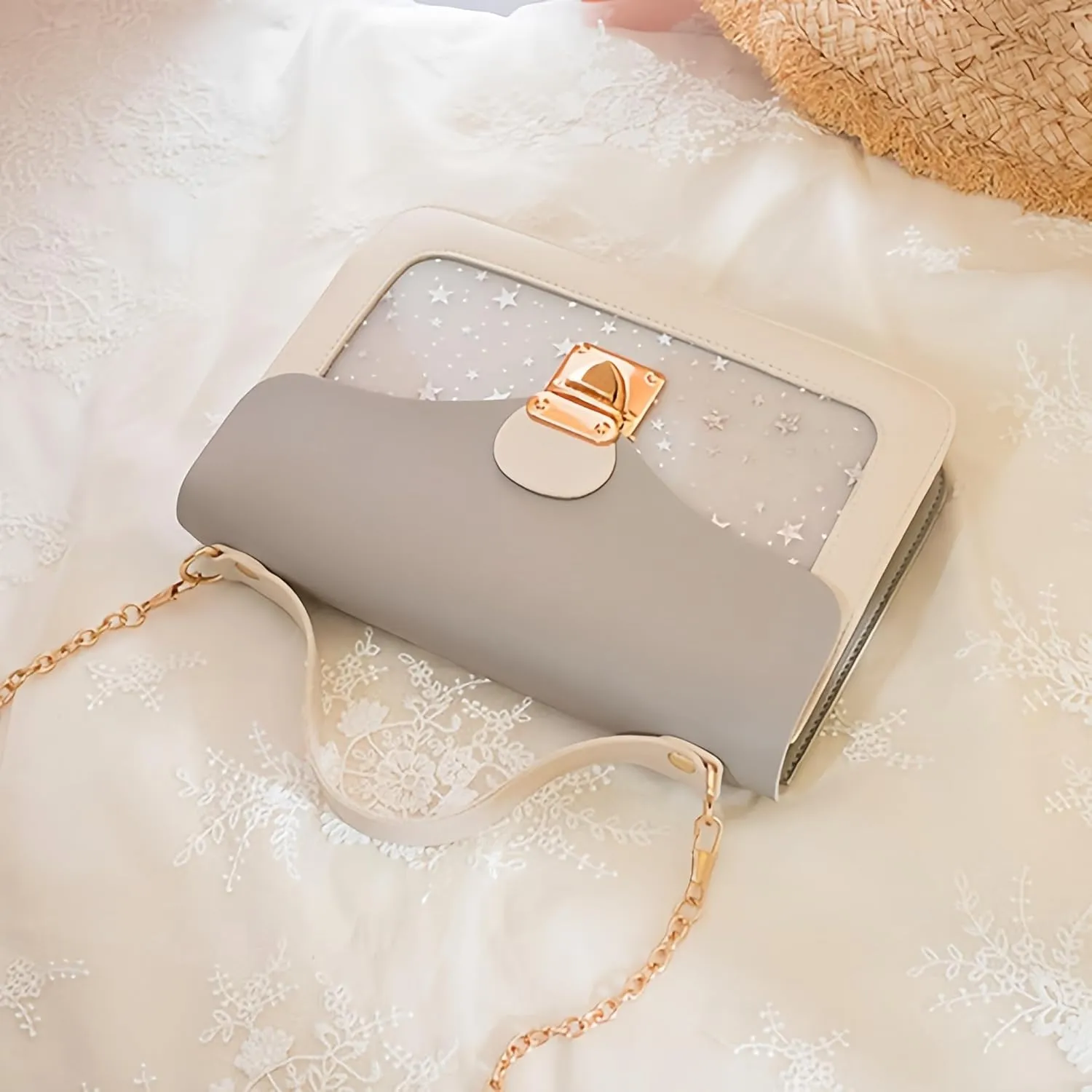 Shoulder Bag,PU Leather Fashion Princess Crossbody Bag,Chain Detachable Three-Layer Interlayer Bag