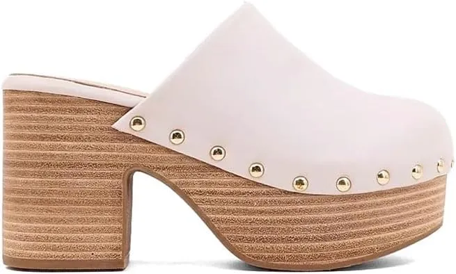 Shu Shop Womens Gigi Studded Platform Clogs Casual - Off White