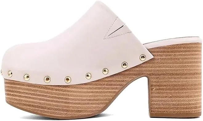 Shu Shop Womens Gigi Studded Platform Clogs Casual - Off White