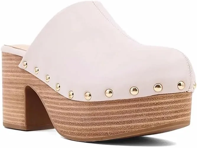 Shu Shop Womens Gigi Studded Platform Clogs Casual - Off White