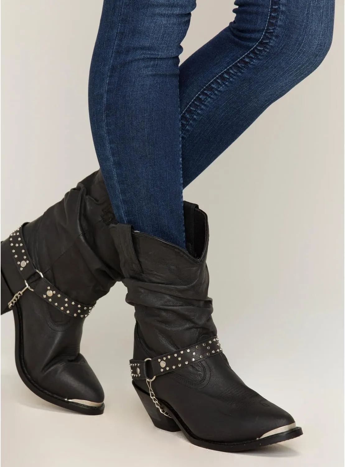 Shyanne Women's Tammye Slouch Harness Fashion Boot Round Toe - Sh1131a Blk