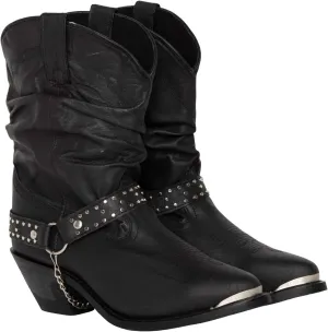 Shyanne Women's Tammye Slouch Harness Fashion Boot Round Toe - Sh1131a Blk
