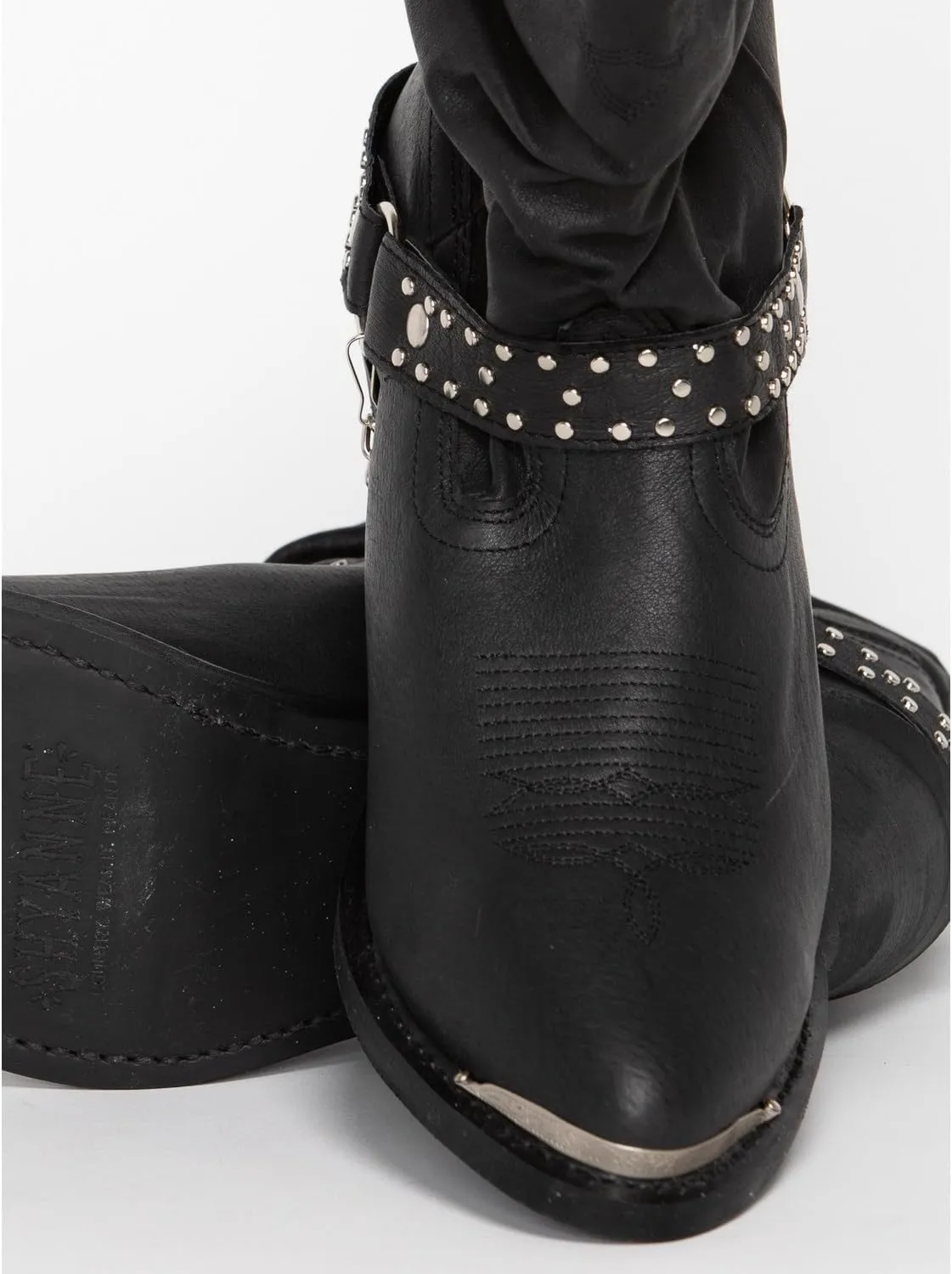 Shyanne Women's Tammye Slouch Harness Fashion Boot Round Toe - Sh1131a Blk