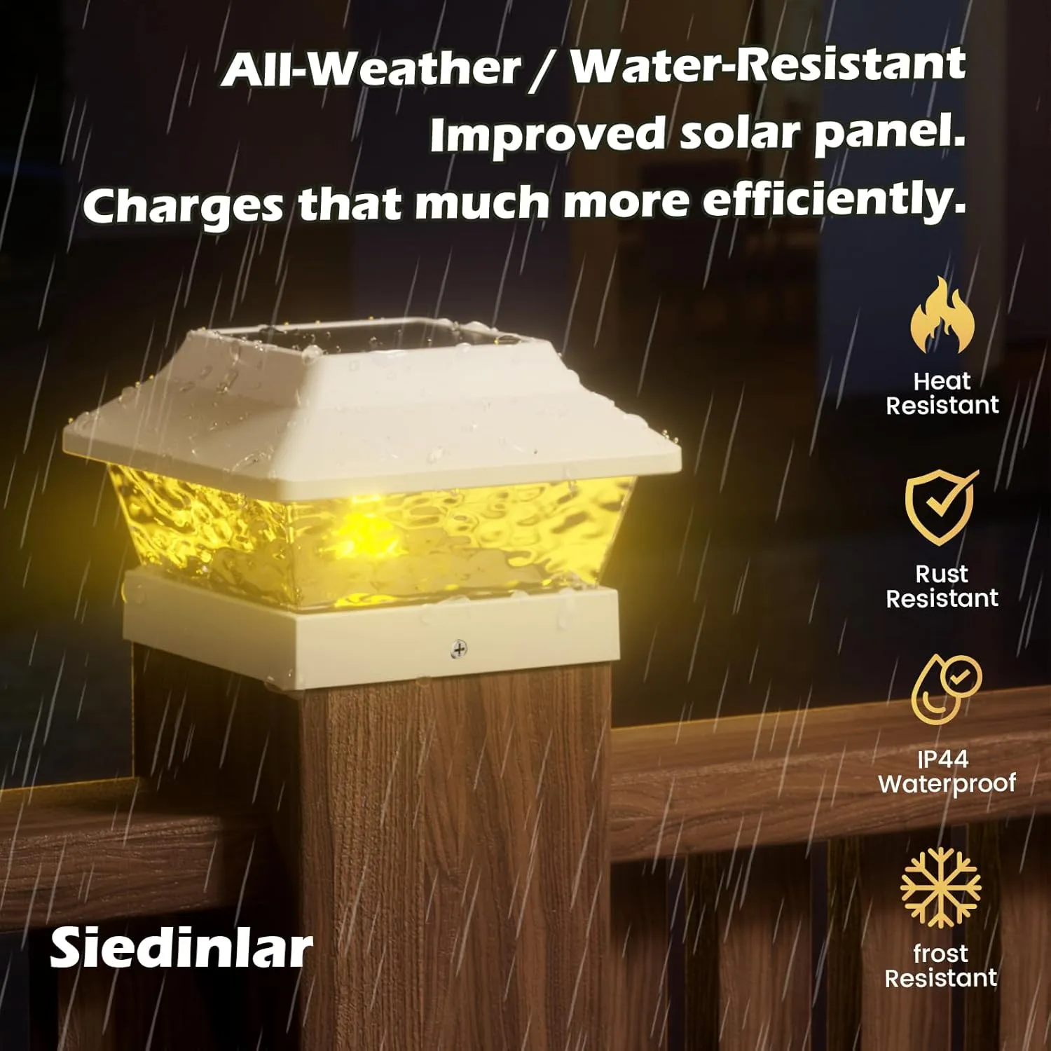 SIEDiNLAR 4x4 Solar Post Cap Lights 2 Modes Metal Fence Deck Post Light Waterproof Outdoor for 3.5x3.5 4x4 Vinyl Wooden Posts Patio Garden Decor, Warm/Cool White (12 Pack, White)