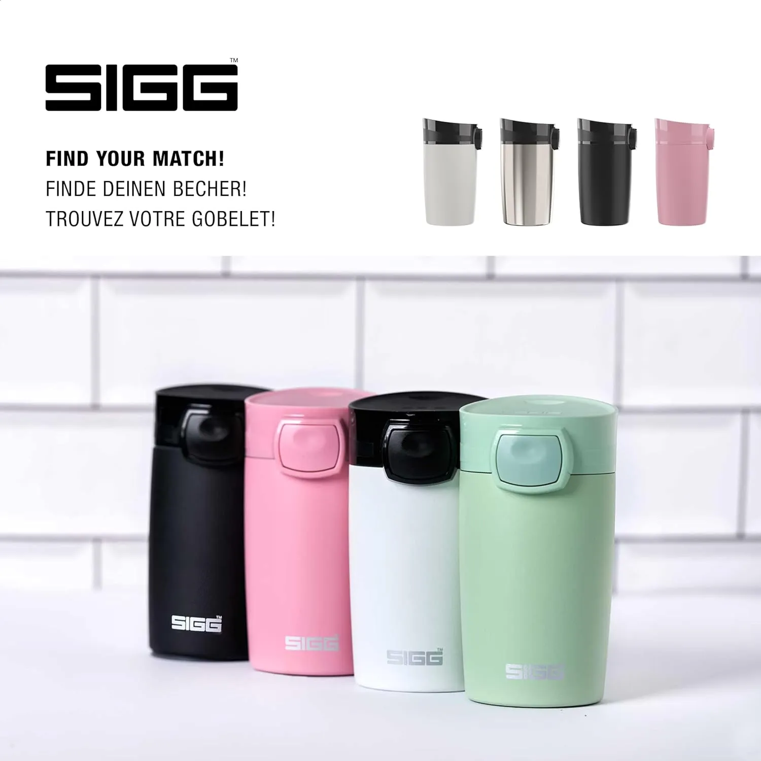 SIGG Miracle Milky Green Touch Insulated Coffee Mug (9 Oz), Pollutant-Free and Insulated Coffee Travel Mug, Leak-Proof Stainless Steel Coffee Thermos