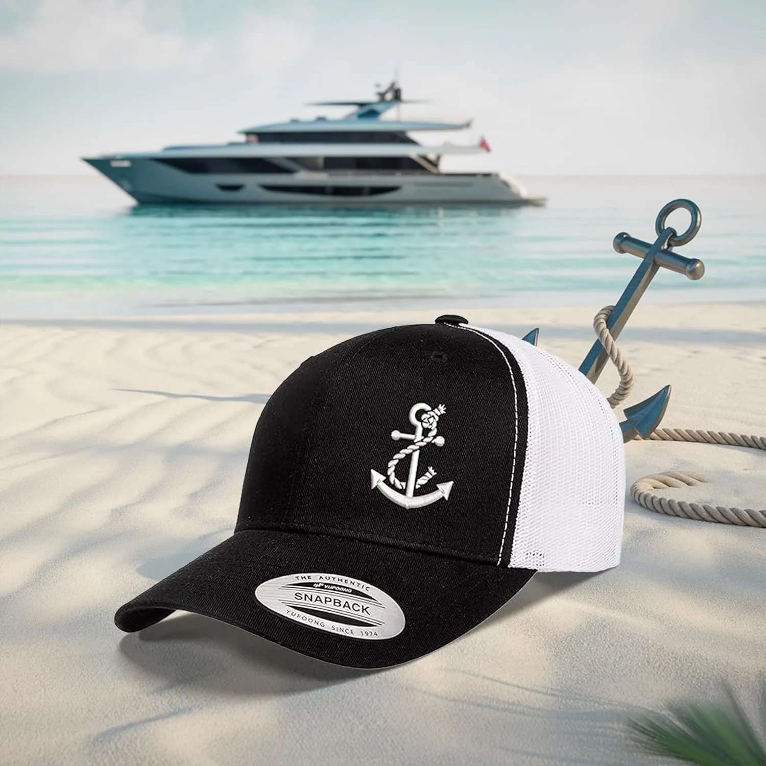 Silhouette Country Hats for Men & Women | Embroidered Anchor with Rope | Mesh Trucker Hats for Men & Women